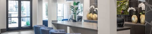 side view of receptionist desk