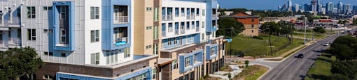 aerial exterior view of our complex at Brixton South Shore, Austin, Texas