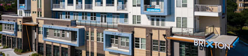 exterior building view at Brixton South Shore, Austin, TX, 78741