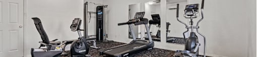 the gym in the owners home has a lot of exercise equipment