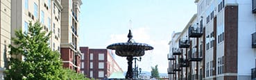 welcomint fountain and beautiful landscaping
