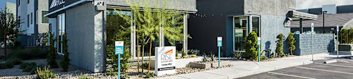 Entry to office with monument sign  and parking at THE RISE APARTMENT HOMES, Nevada, 89139
