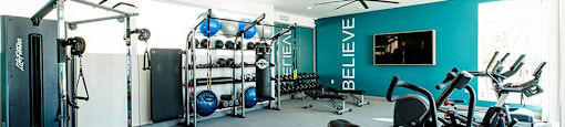 Gym with fitness equipment at THE RISE APARTMENT HOMES, Las Vegas
