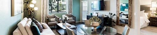 Living room with windows at THE RISE APARTMENT HOMES, Las Vegas, Nevada