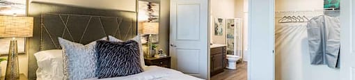 Bedroom with bathroom at THE RISE APARTMENT HOMES, Las Vegas, NV, 89139