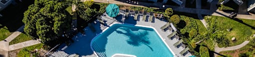 arial view of the pool at the resort at longboat key club at SYCAMORE GREENS APARTMENT HOMES, Vista, California