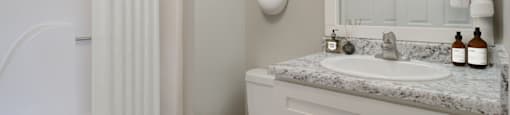 Bathroom with tub, shower, and large window at Place at Midway apartments in Douglasville near Lithia Springs, GA