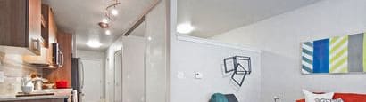 a living room with a couch and a chair
