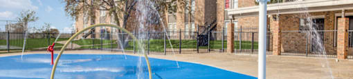 Water play area at Monarch Pass in Fort Worth, Texas, near South Fort Worth.