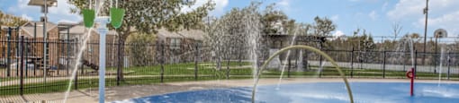 Splash pads at Monarch Pass in Fort Worth, Texas, near South Fort Worth.