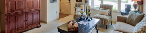 Hinesville, GA Apartments – Tattersall Village - living room with plush carpeting and large window