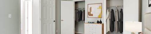 Spacious bedroom with closet at Forest Glen apartments in Austell, GA 30106, near South Cobb County and Douglasville.