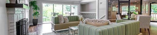 Clubhouse with comfortable seating and community space at Forest Glen apartments in Austell, GA 30106, near South Cobb County and Douglasville.