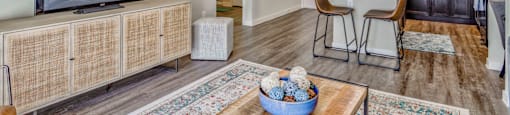 Living Area With Kitchen at LIV at Boerne Hills an Active Senior Community 62+, Boerne, TX