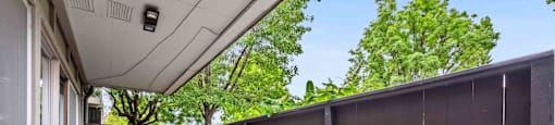 Fremont Apartments for Rent - Logan Park - Huge Patio with Concrete Floor, Wood Chips, and Privacy Fence