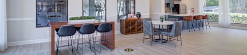 Resident clubhouse at Mirador at Idlewood in Clarkston, Georgia, featuring a comfortable seating area for socializing and relaxation.