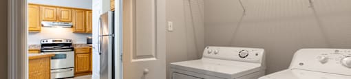 A laundry room with a washer and dryer.
