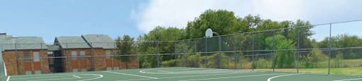 Outdoor lighted tennis pavilion at Monarch Pass in Fort Worth, Texas, near South Fort Worth.