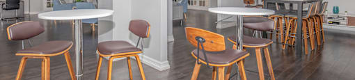 Sophisticated clubhouse with seating at Sagewood at Westchase business center Houston TX for residents’ convenience