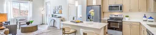 the preserve at ballantyne commons apartment kitchen and living room