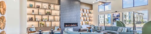 the lobby at the m on hennepin apartments in minneapolis, mn