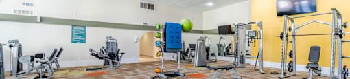 Resident gym at Sono Tempe featuring modern fitness equipment inside this Tempe, AZ apartment community.