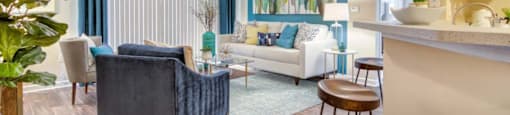 Spacious living room at Grande Club apartments in Duluth, GA 30096, near Lawrenceville.