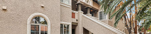 A house with a staircase leading to the second floor.