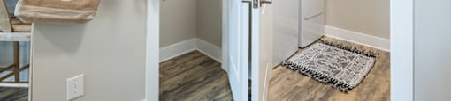 a small laundry room with a washer and dryer