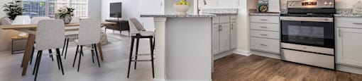 A spacious kitchen at Amelia Village apartments in Clayton, NC.