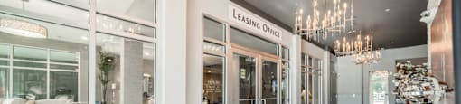 a view of the leasing office from the front of the building