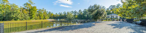 a large sandy beach next to a fence and a body of water