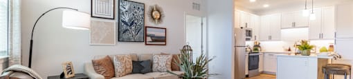 A living room with a brown leather chair and a glass coffee table. at SW 38th Avenue Apartments in Ocala, FL