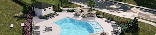 Aerial view the pool area