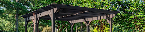 a picnic shelter in a park