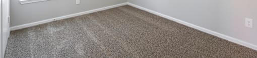 an empty room with carpet and a window