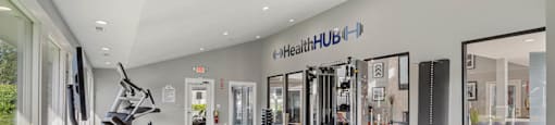 modern fitness center with free weights