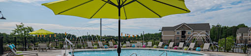 Spacious pool deck at Millis and Main in Jamestown, NC