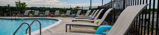 Spacious pool deck at Millis and Main in Jamestown, NC