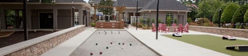 A long concrete bocce ball path at 1287 Shoals in Athens, GA.