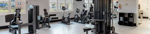 the gym at the flats at big tex apartments