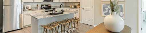 Open kitchen concept with bar island