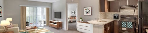 Open-concept floor plan at Midora at Woodmont in Tamarac, FL