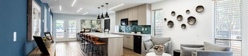 the preserve at ballantyne commons apartment living room and kitchen