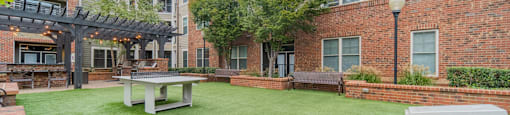 our apartments have a large backyard with a picnic table