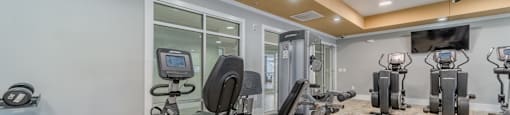 the gym at the whispering winds apartments in pearland, tx