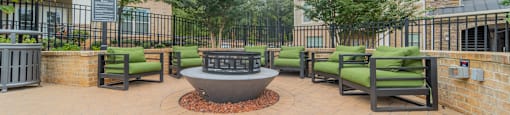 the preserve at ballantyne commons courtyard with seating and fire pit