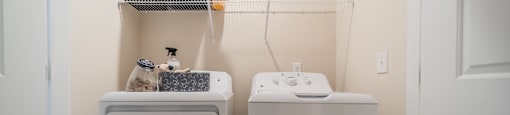 a washer and dryer in a laundry room