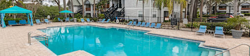 the swimming pool at the preserve at polk apartments