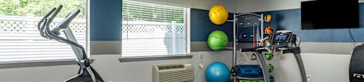 our gym is equipped with a variety of equipment for residents to use